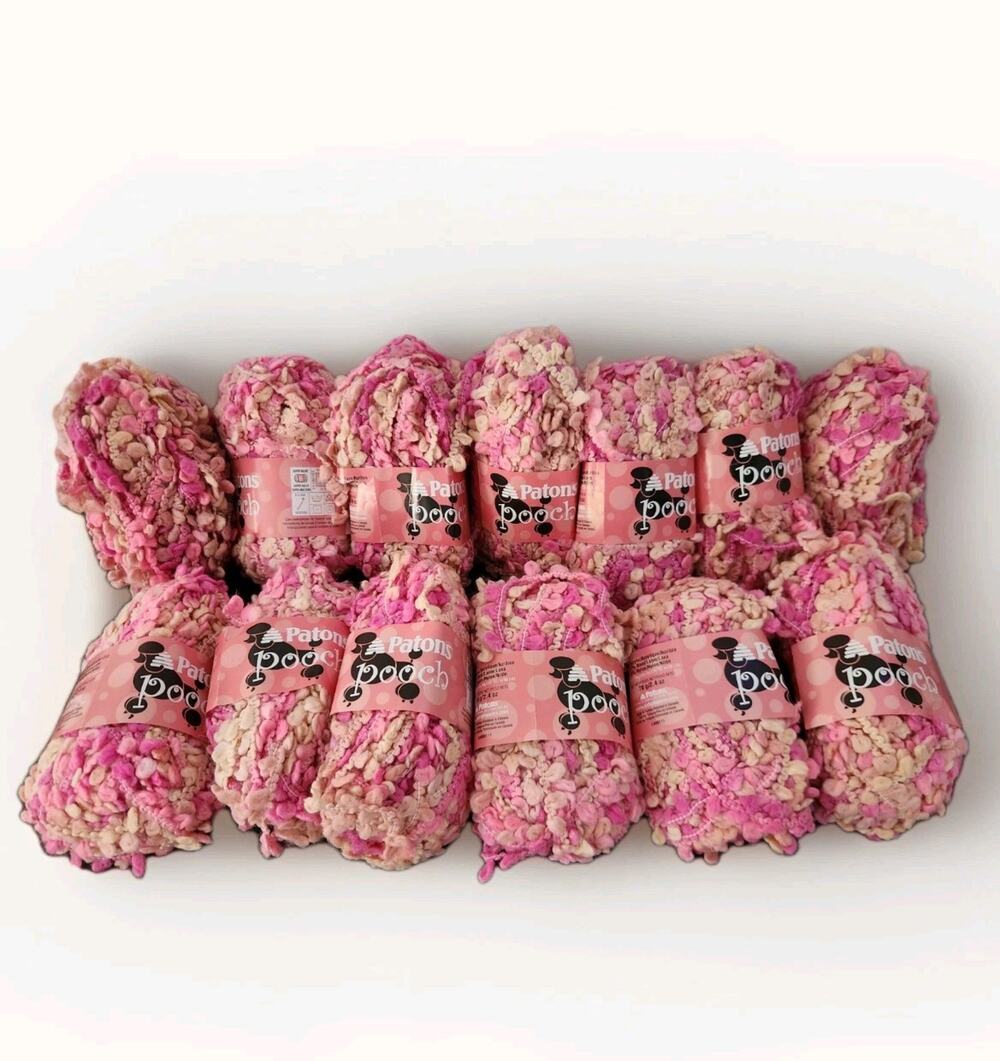 Patons Poof Yarn Lot 13 Skeins Super Bulky #6 Pink Spring Blush 70g